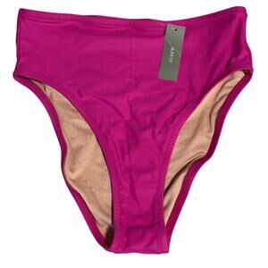 NWT J. Crew Bikini Bottom, Hallie High Rise Full Coverage, Magenta‎ Pink, Sz. M